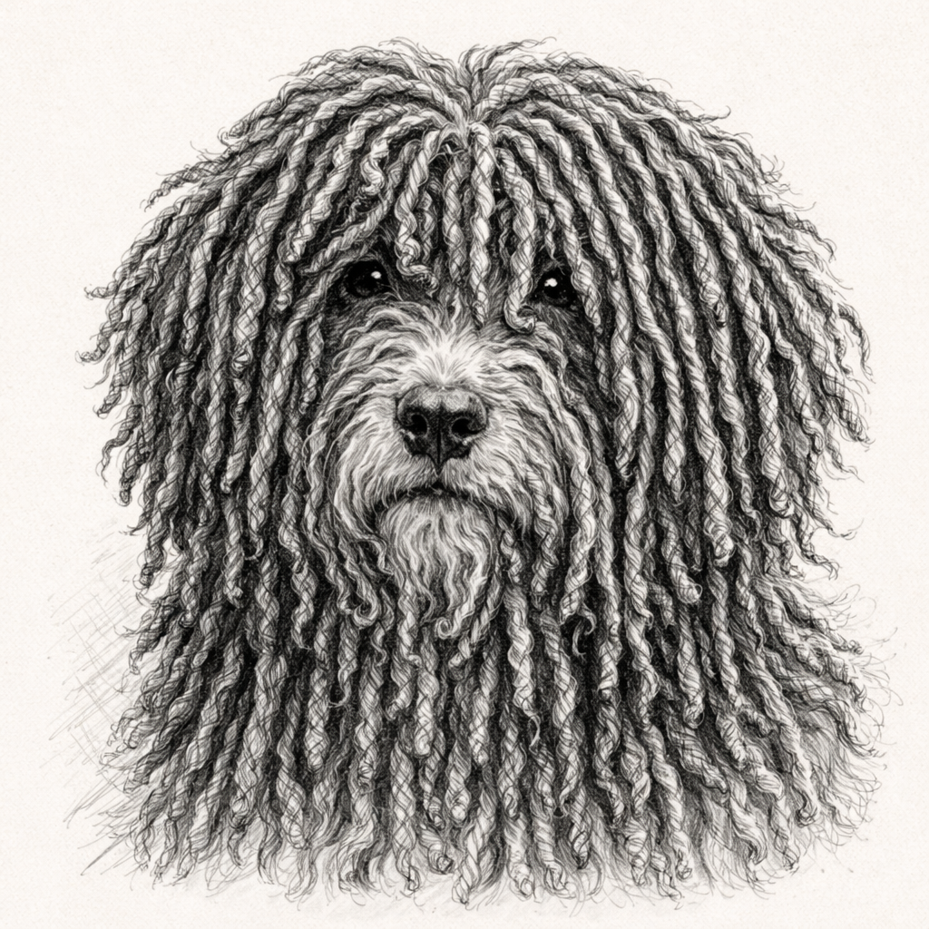 Spanish Water Dog natural corded coat